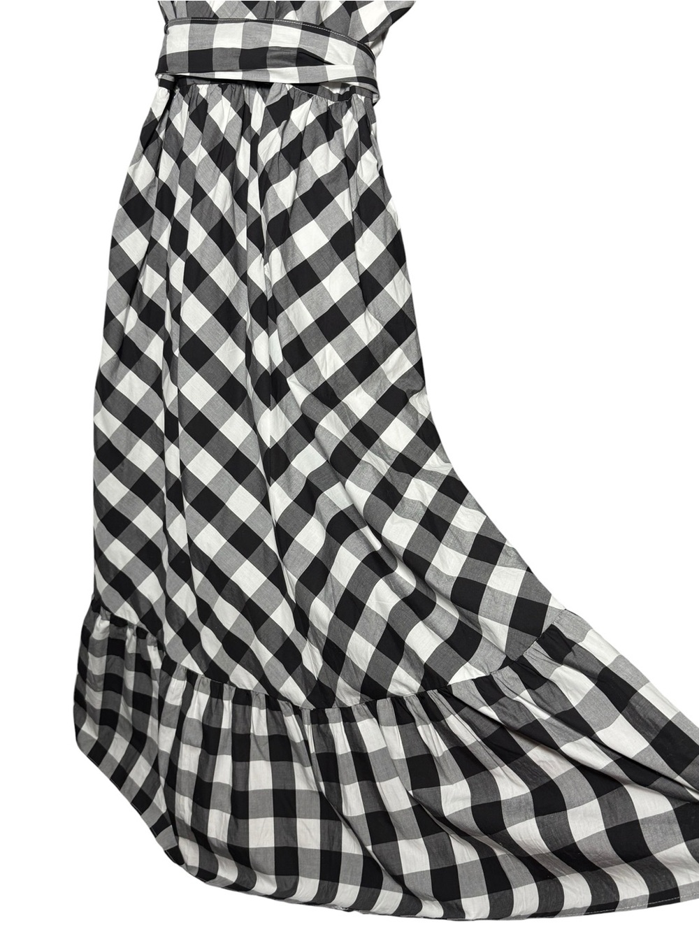 J. Crew Sleeveless Faux Wrap Dress in Gingham Cotton Poplin Size 8 Black White - Picture 9 of 11